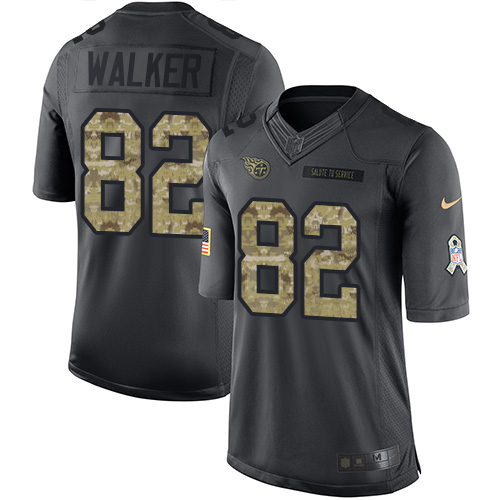 Men's Nike Tennessee Titans #82 Delanie Walker Limited Black 2016 Salute to Service NFL Jersey
