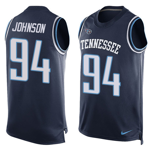 Men's Nike Tennessee Titans #94 Austin Johnson Limited Navy Blue Player Name & Number Tank Top NFL Jersey