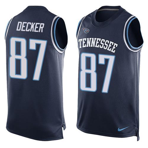 Men's Nike Tennessee Titans #87 Eric Decker Limited Navy Blue Player Name & Number Tank Top NFL Jersey