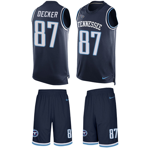 Men's Nike Tennessee Titans #87 Eric Decker Limited Navy Blue Tank Top Suit NFL Jersey