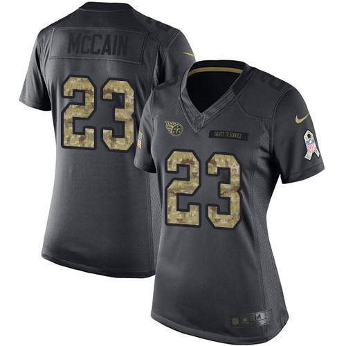 Women's Nike Tennessee Titans #23 Brice McCain Limited Black 2016 Salute to Service NFL Jersey