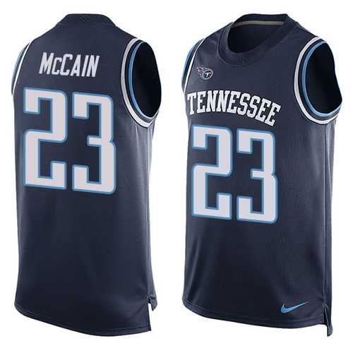 Men's Nike Tennessee Titans #23 Brice McCain Limited Navy Blue Player Name & Number Tank Top NFL Jersey