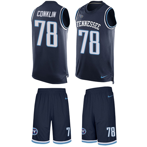 Men's Nike Tennessee Titans #78 Jack Conklin Limited Navy Blue Tank Top Suit NFL Jersey