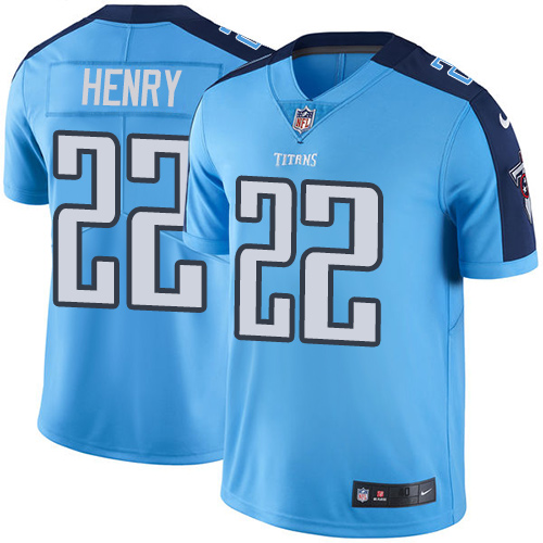 Men's Nike Tennessee Titans #22 Derrick Henry Elite Light Blue Rush Vapor Untouchable NFL Jersey