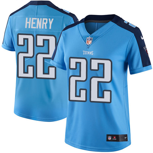 Women's Nike Tennessee Titans #22 Derrick Henry Limited Light Blue Rush Vapor Untouchable NFL Jersey