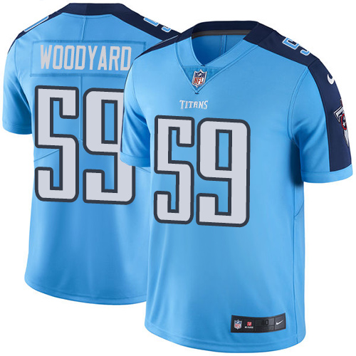 Men's Nike Tennessee Titans #59 Wesley Woodyard Elite Light Blue Rush Vapor Untouchable NFL Jersey