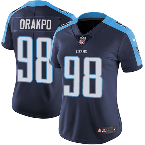 Women's Nike Tennessee Titans #98 Brian Orakpo Navy Blue Alternate Vapor Untouchable Limited Player NFL Jersey