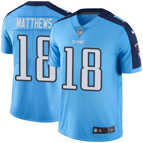 Men's Nike Tennessee Titans #18 Rishard Matthews Elite Light Blue Rush Vapor Untouchable NFL Jersey