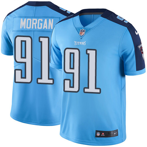 Men's Nike Tennessee Titans #91 Derrick Morgan Elite Light Blue Rush Vapor Untouchable NFL Jersey