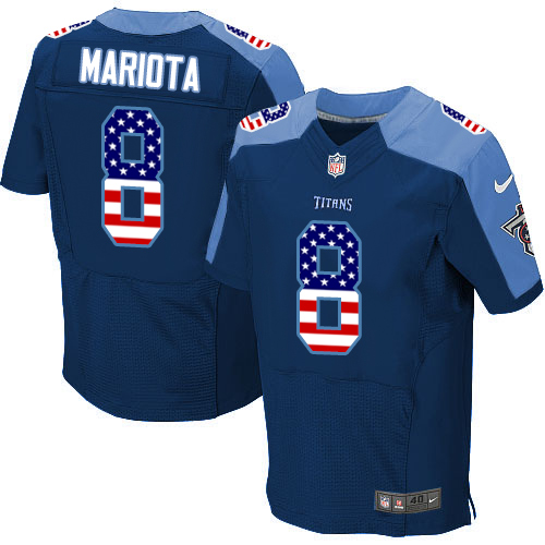 Men's Nike Tennessee Titans #8 Marcus Mariota Elite Navy Blue Alternate USA Flag Fashion NFL Jersey