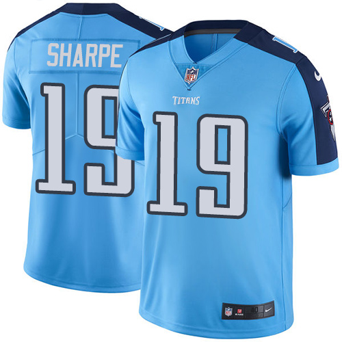 Men's Nike Tennessee Titans #19 Tajae Sharpe Elite Light Blue Rush Vapor Untouchable NFL Jersey