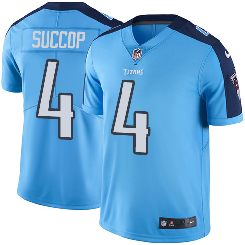 Men's Nike Tennessee Titans #4 Ryan Succop Elite Light Blue Rush Vapor Untouchable NFL Jersey