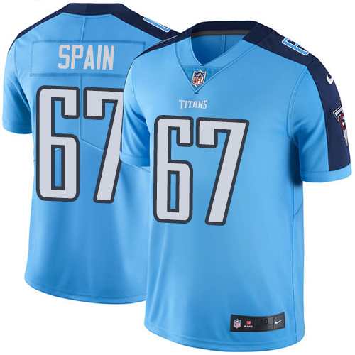 Men's Nike Tennessee Titans #67 Quinton Spain Elite Light Blue Rush Vapor Untouchable NFL Jersey