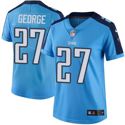Women's Nike Tennessee Titans #27 Eddie George Limited Light Blue Rush Vapor Untouchable NFL Jersey