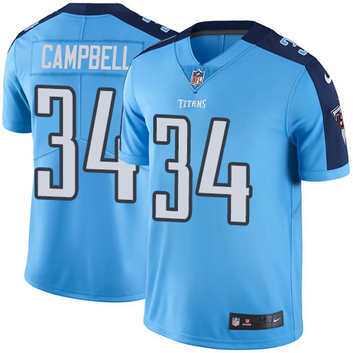 Men's Nike Tennessee Titans #34 Earl Campbell Limited Light Blue Rush Vapor Untouchable NFL Jersey
