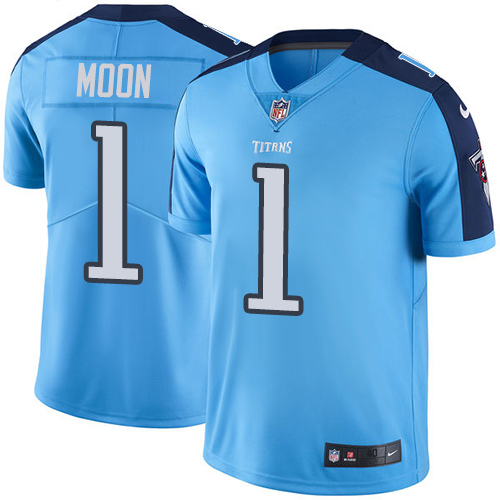 Men's Nike Tennessee Titans #1 Warren Moon Elite Light Blue Rush Vapor Untouchable NFL Jersey