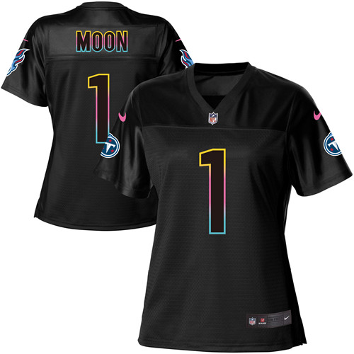 Women's Nike Tennessee Titans #1 Warren Moon Game Black Fashion NFL Jersey