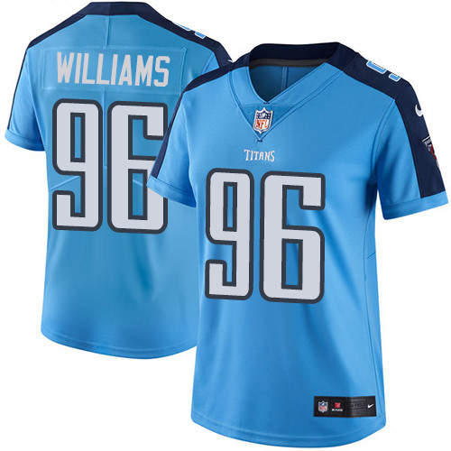 Women's Nike Tennessee Titans #96 Sylvester Williams Limited Light Blue Rush Vapor Untouchable NFL Jersey