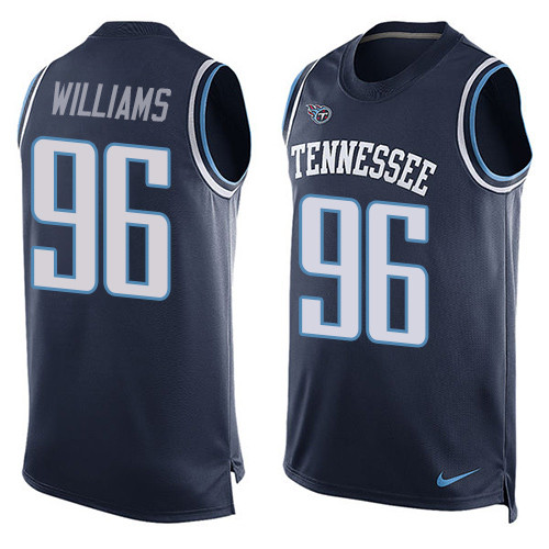 Men's Nike Tennessee Titans #96 Sylvester Williams Limited Navy Blue Player Name & Number Tank Top NFL Jersey