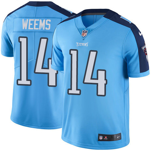 Men's Nike Tennessee Titans #14 Eric Weems Elite Light Blue Rush Vapor Untouchable NFL Jersey