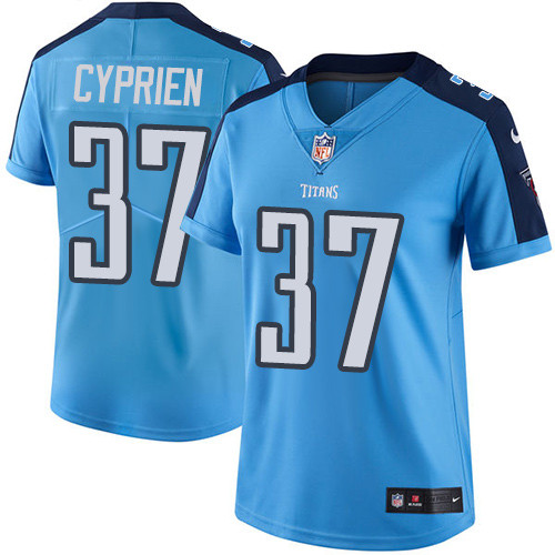 Women's Nike Tennessee Titans #37 Johnathan Cyprien Limited Light Blue Rush Vapor Untouchable NFL Jersey