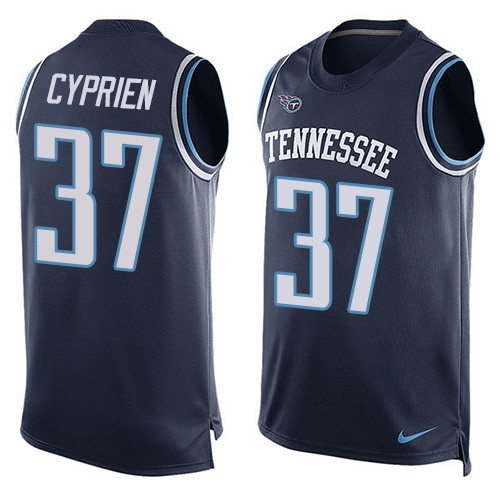 Men's Nike Tennessee Titans #37 Johnathan Cyprien Limited Navy Blue Player Name & Number Tank Top NFL Jersey