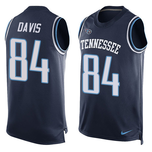 Men's Nike Tennessee Titans #84 Corey Davis Limited Navy Blue Player Name & Number Tank Top NFL Jersey