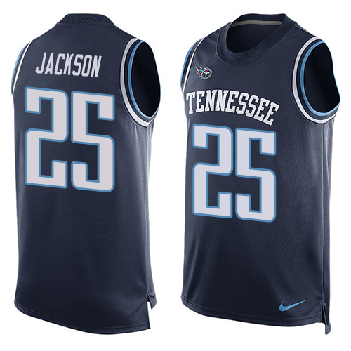 Men's Nike Tennessee Titans #25 Adoree' Jackson Limited Navy Blue Player Name & Number Tank Top NFL Jersey