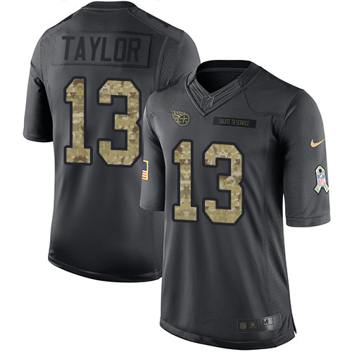 Youth Nike Tennessee Titans #13 Taywan Taylor Limited Black 2016 Salute to Service NFL Jersey