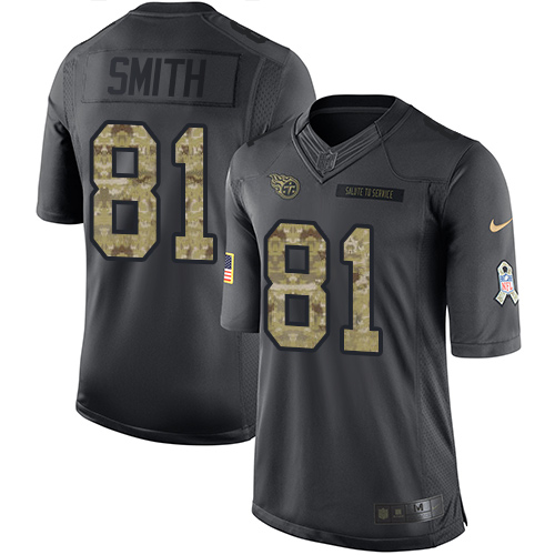 Men's Nike Tennessee Titans #81 Jonnu Smith Limited Black 2016 Salute to Service NFL Jersey