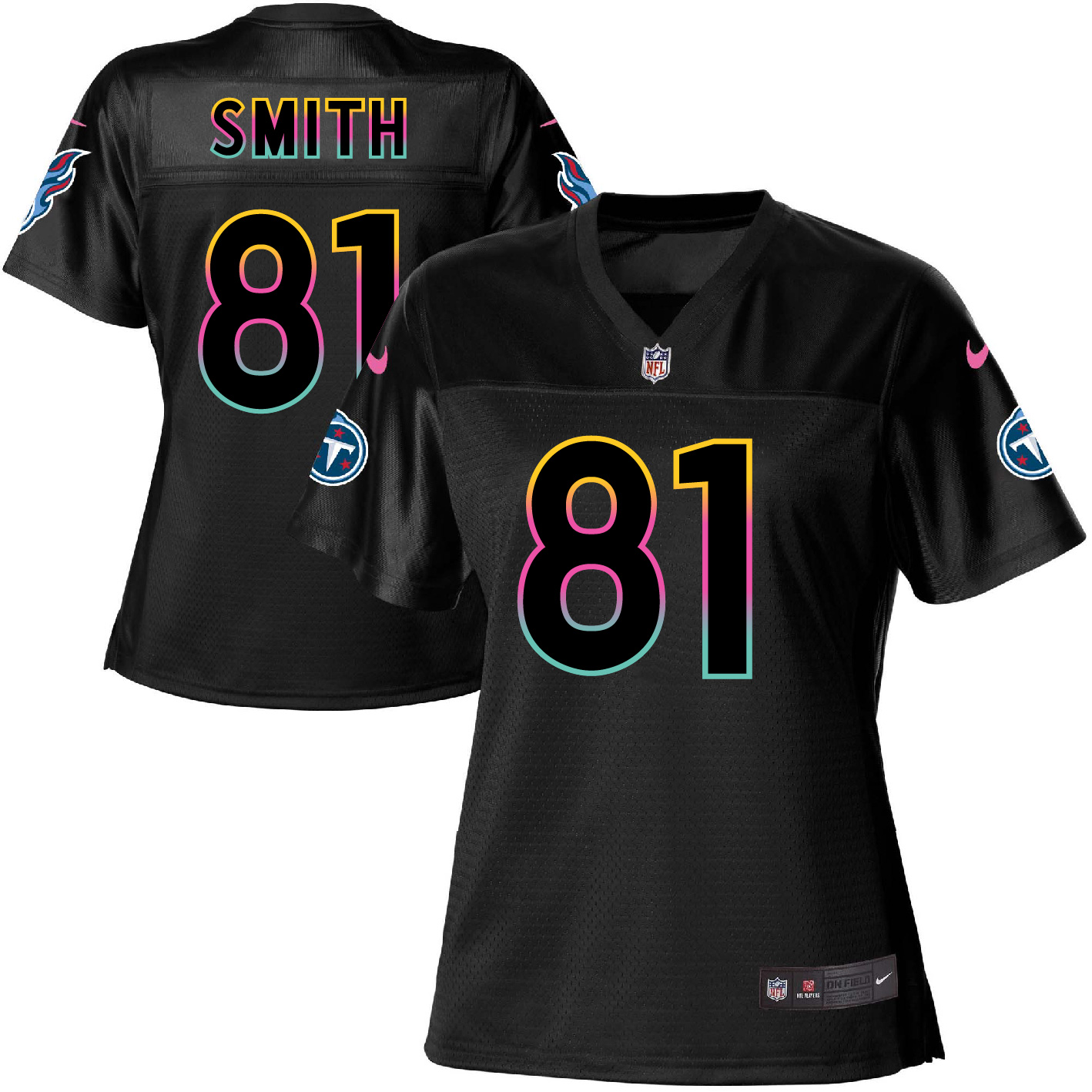 Women's Nike Tennessee Titans #81 Jonnu Smith Game Black Fashion NFL Jersey