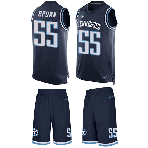 Men's Nike Tennessee Titans #55 Jayon Brown Limited Navy Blue Tank Top Suit NFL Jersey