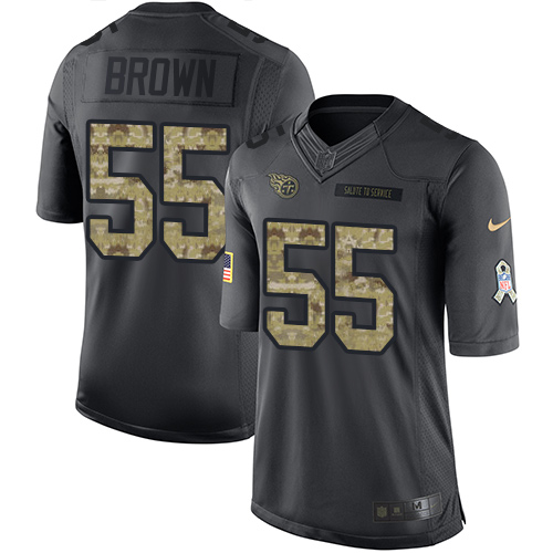 Men's Nike Tennessee Titans #55 Jayon Brown Limited Black 2016 Salute to Service NFL Jersey