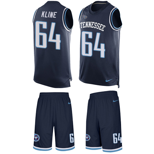 Men's Nike Tennessee Titans #64 Josh Kline Limited Navy Blue Tank Top Suit NFL Jersey