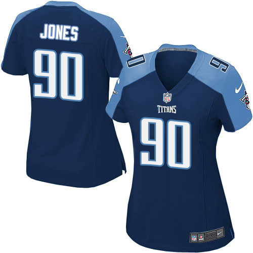 Women's Nike Tennessee Titans #90 DaQuan Jones Game Navy Blue Alternate NFL Jersey