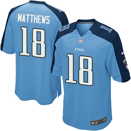 Men's Nike Tennessee Titans #18 Rishard Matthews Game Light Blue Team Color NFL Jersey