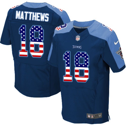 Men's Nike Tennessee Titans #18 Rishard Matthews Elite Navy Blue Alternate USA Flag Fashion NFL Jersey