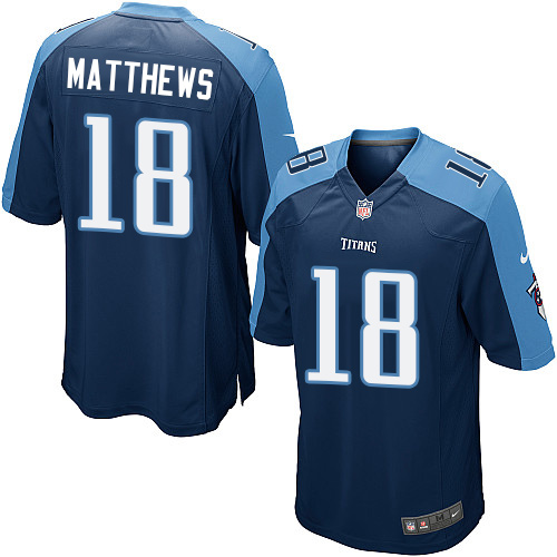Men's Nike Tennessee Titans #18 Rishard Matthews Game Navy Blue Alternate NFL Jersey