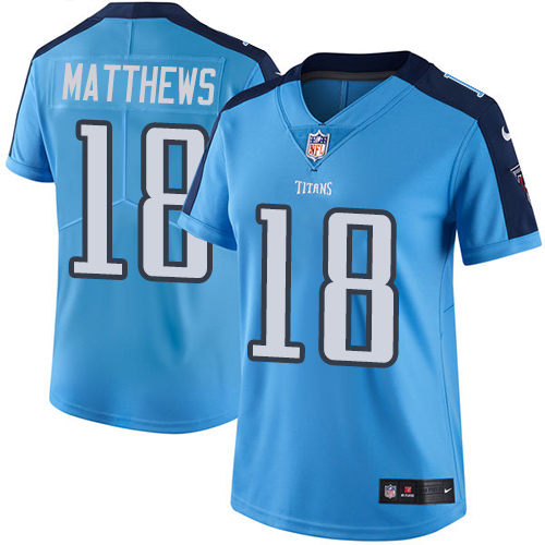 Women's Nike Tennessee Titans #18 Rishard Matthews Light Blue Team Color Vapor Untouchable Limited Player NFL Jersey