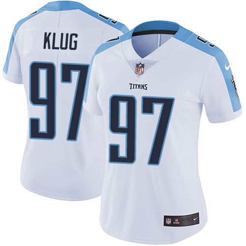Women's Nike Tennessee Titans #97 Karl Klug White Vapor Untouchable Elite Player NFL Jersey