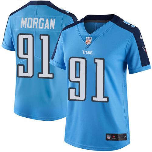 Women's Nike Tennessee Titans #91 Derrick Morgan Light Blue Team Color Vapor Untouchable Elite Player NFL Jersey