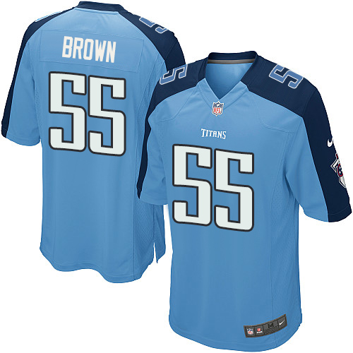 Men's Nike Tennessee Titans #55 Jayon Brown Game Light Blue Team Color NFL Jersey