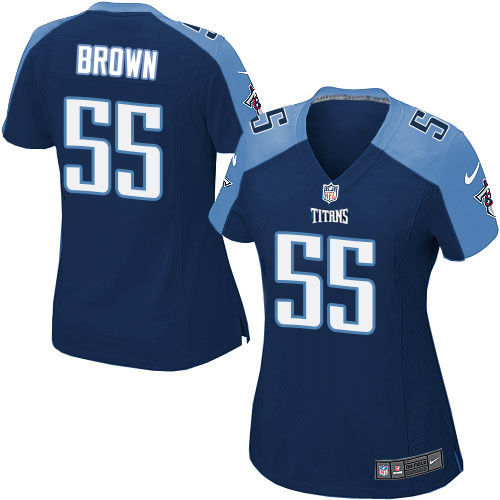 Women's Nike Tennessee Titans #55 Jayon Brown Game Navy Blue Alternate NFL Jersey