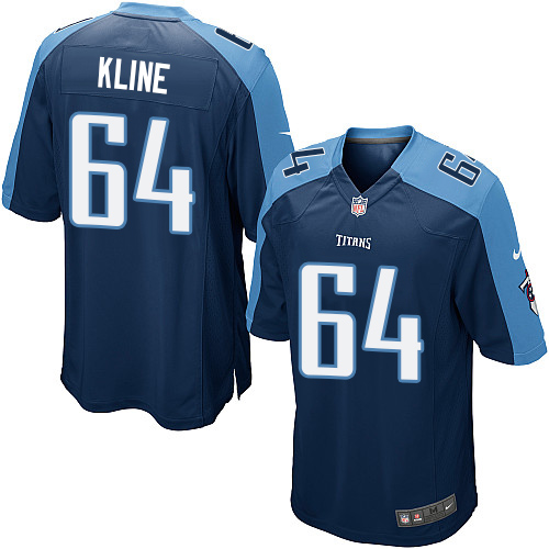 Men's Nike Tennessee Titans #64 Josh Kline Game Navy Blue Alternate NFL Jersey