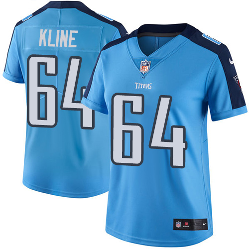 Women's Nike Tennessee Titans #64 Josh Kline Light Blue Team Color Vapor Untouchable Limited Player NFL Jersey