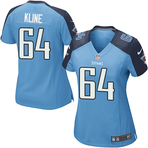 Women's Nike Tennessee Titans #64 Josh Kline Game Light Blue Team Color NFL Jersey