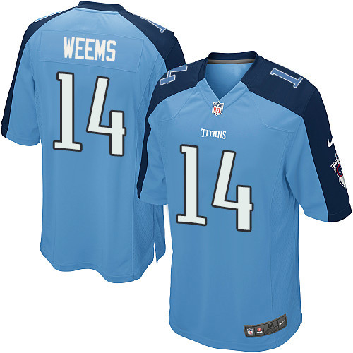 Men's Nike Tennessee Titans #14 Eric Weems Game Light Blue Team Color NFL Jersey