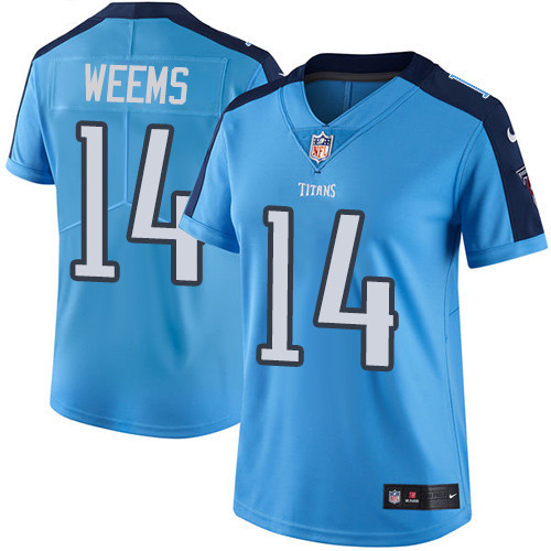 Women's Nike Tennessee Titans #14 Eric Weems Light Blue Team Color Vapor Untouchable Elite Player NFL Jersey