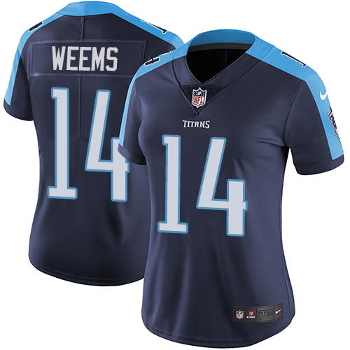 Women's Nike Tennessee Titans #14 Eric Weems Navy Blue Alternate Vapor Untouchable Elite Player NFL Jersey