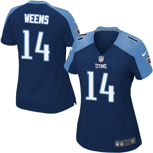 Women's Nike Tennessee Titans #14 Eric Weems Game Navy Blue Alternate NFL Jersey